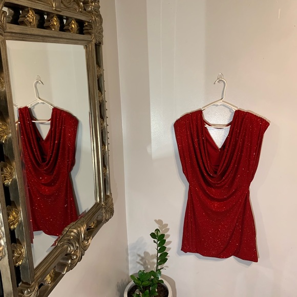 ZARA NWT SHORT DRESS WITH RHINESTONE SHOULDER PADS SIZE M red Valentine’s day - Picture 12 of 16